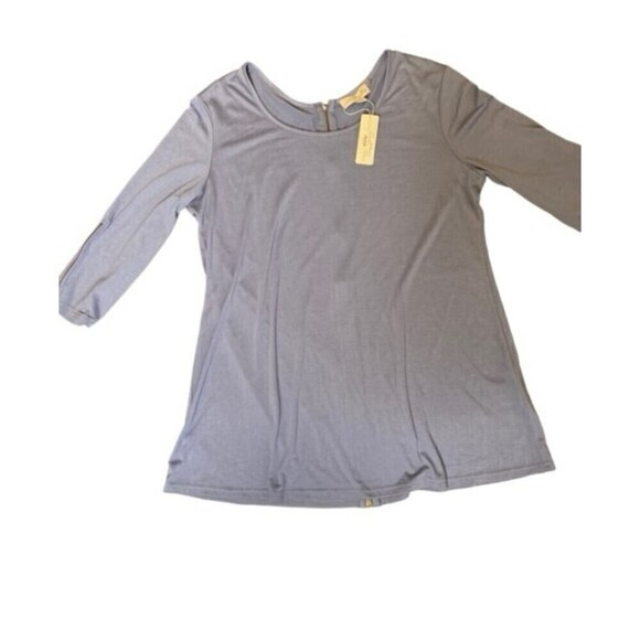 Simply Noelle Blouse Women XXL Blue Tunic Crew Neck Zip Back & Sleeves NWTs - Picture 3 of 3